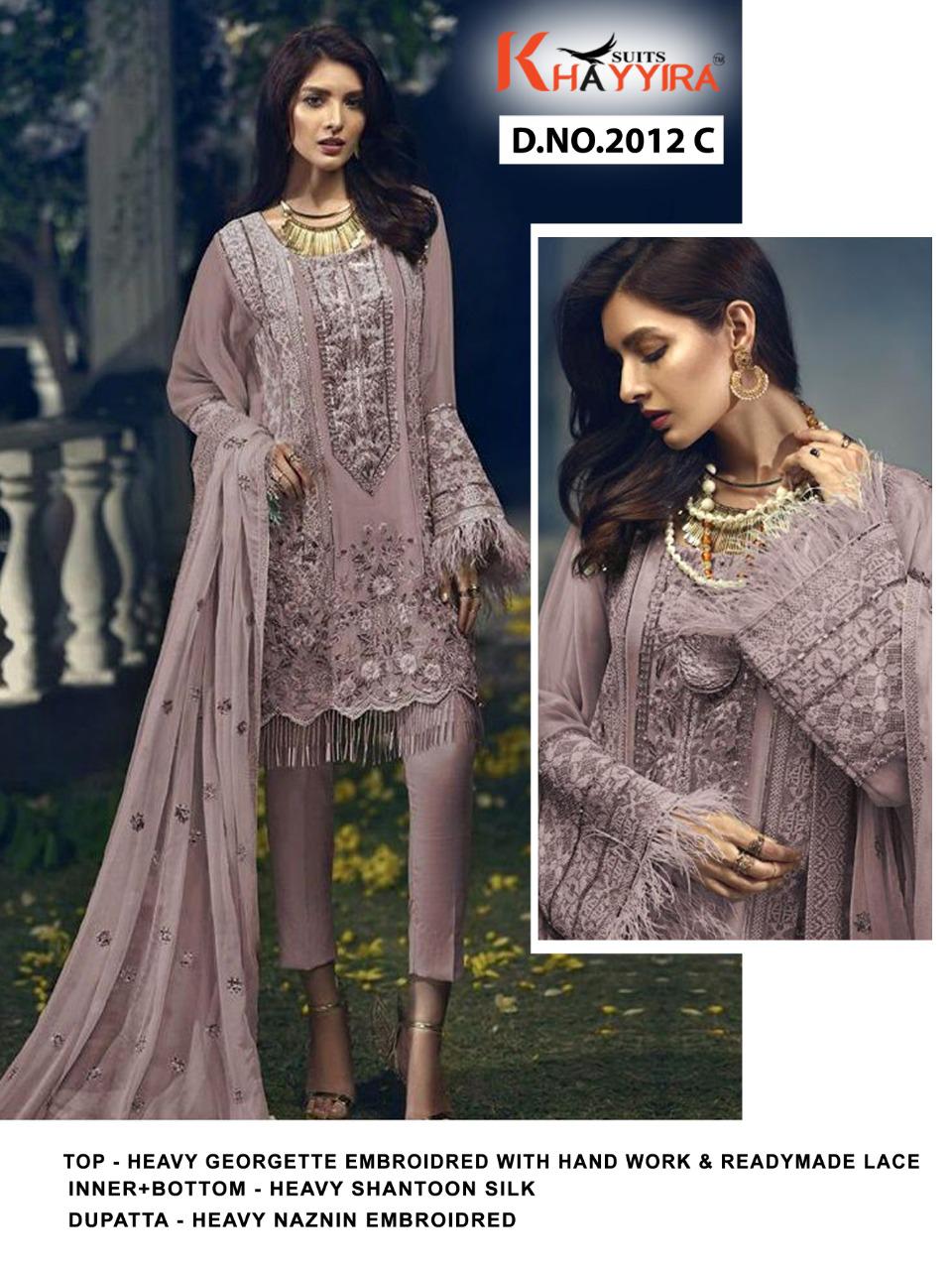 PAKISTANI SUITS D NO 2012C BY KHAYYIRA